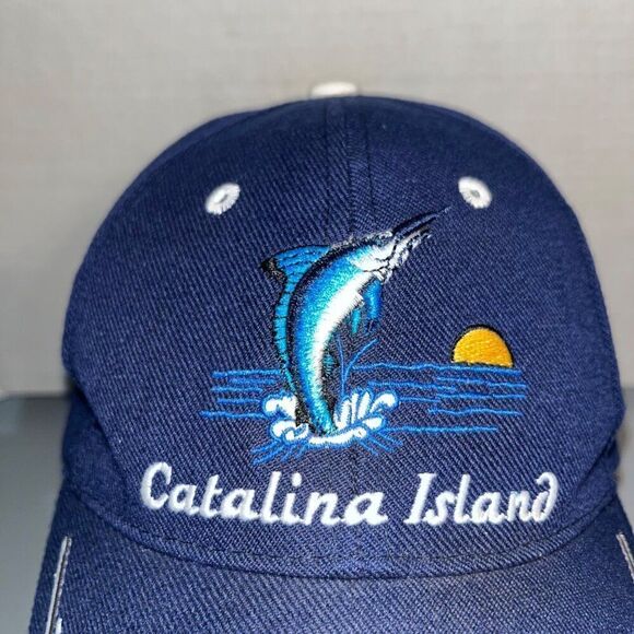Mens Catalina Island Adjustable Baseball Cap Blue Marlin - Picture 3 of 5